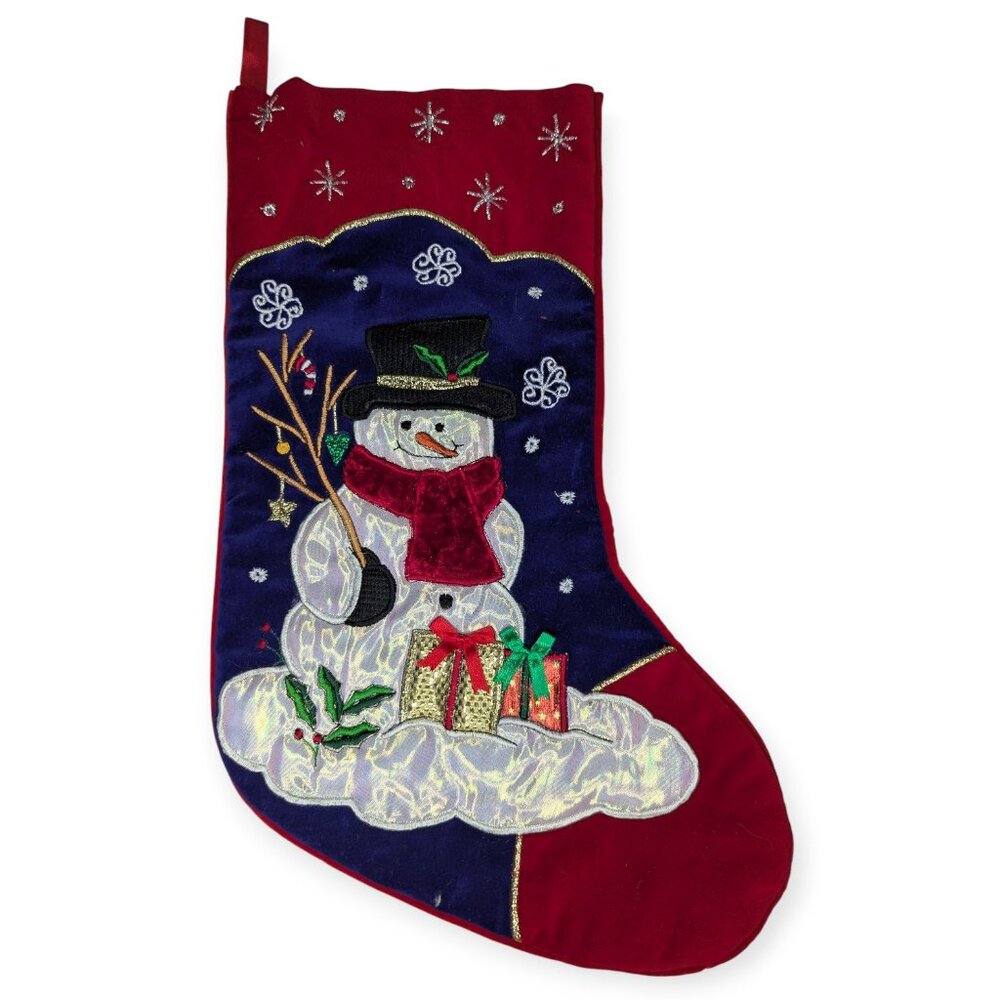 Festive Iridescent Snowman Christmas Stocking